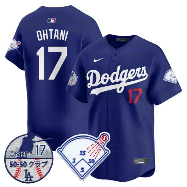 Men's Los Angeles Dodgers Vapor Limited Jersey Shohei Ohtani Patch All Stitched Shohei Ohtani #17