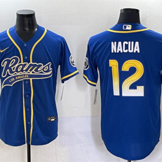 Men's Los Angeles Rams #12 Puka Nacua Royal Cool Base Stitched Baseball Jersey