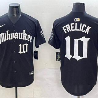 Men's Milwaukee Brewers #10 Sal Frelick Black 'Gothic 414 Shadows Edition' Vapor Premier Limited Stitched Jersey