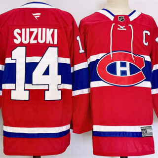 Men's Montreal Canadiens #14 Nick Suzuki Red 2024-25 Stitched Jersey