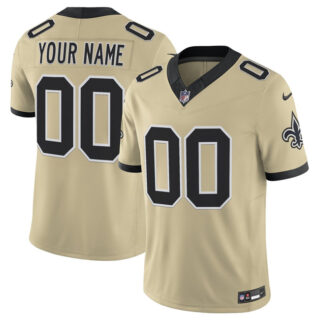 Men's New Orleans Saints Active Player Custom Gold 2025 F.U.S.E. Alternate Vapor Limited Stitched Football Jersey