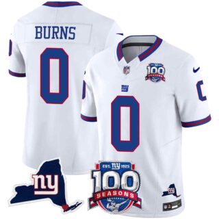 Men's New York Giants 100th Season & State Patch Vapor Limited Jersey All Stitched Brian Burns 0