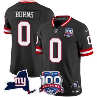 Men's New York Giants 100th Season & State Patch Vapor Limited Jersey All Stitched Brian Burns 0