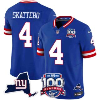 Men's New York Giants 100th Season & State Patch Vapor Limited Jersey All Stitched Cam Skattebo 4