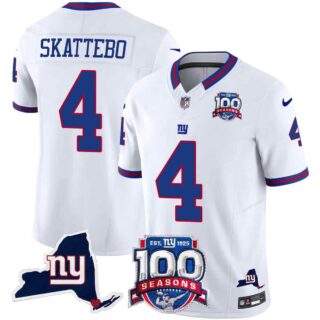 Men's New York Giants 100th Season & State Patch Vapor Limited Jersey All Stitched Cam Skattebo 4
