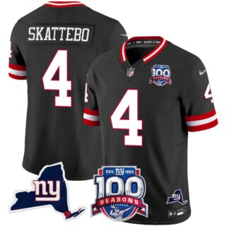 Men's New York Giants 100th Season & State Patch Vapor Limited Jersey All Stitched Cam Skattebo