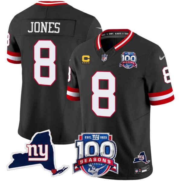 Men's New York Giants 100th Season & State Patch Vapor Limited Jersey All Stitched Daniel Jones ?8