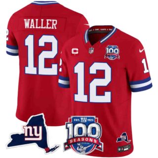 Men's New York Giants 100th Season & State Patch Vapor Limited Jersey All Stitched Darren Waller 12
