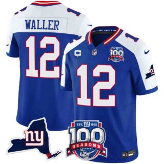Men's New York Giants 100th Season & State Patch Vapor Limited Jersey All Stitched Darren Waller 12