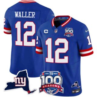 Men's New York Giants 100th Season & State Patch Vapor Limited Jersey All Stitched Darren Waller 12