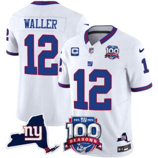 Men's New York Giants 100th Season & State Patch Vapor Limited Jersey All Stitched Darren Waller 12