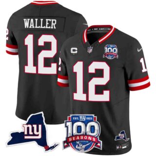 Men's New York Giants 100th Season & State Patch Vapor Limited Jersey All Stitched Darren Waller 12