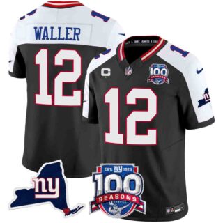 Men's New York Giants 100th Season & State Patch Vapor Limited Jersey All Stitched Darren Waller