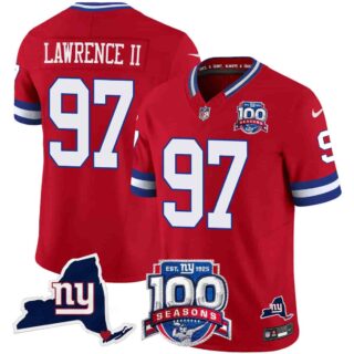 Men's New York Giants 100th Season & State Patch Vapor Limited Jersey All Stitched Dexter Lawrence II 97