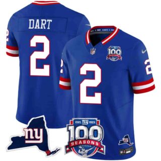 Men's New York Giants 100th Season & State Patch Vapor Limited Jersey All Stitched Jaxson Dart 2