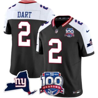 Men's New York Giants 100th Season & State Patch Vapor Limited Jersey All Stitched Jaxson Dart