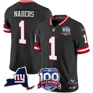 Men's New York Giants 100th Season & State Patch Vapor Limited Jersey All Stitched Malik Nabers 1