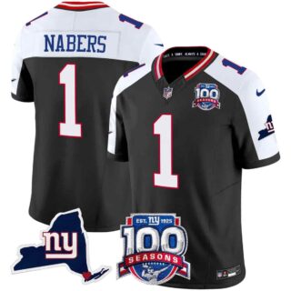 Men's New York Giants 100th Season & State Patch Vapor Limited Jersey All Stitched Malik Nabers