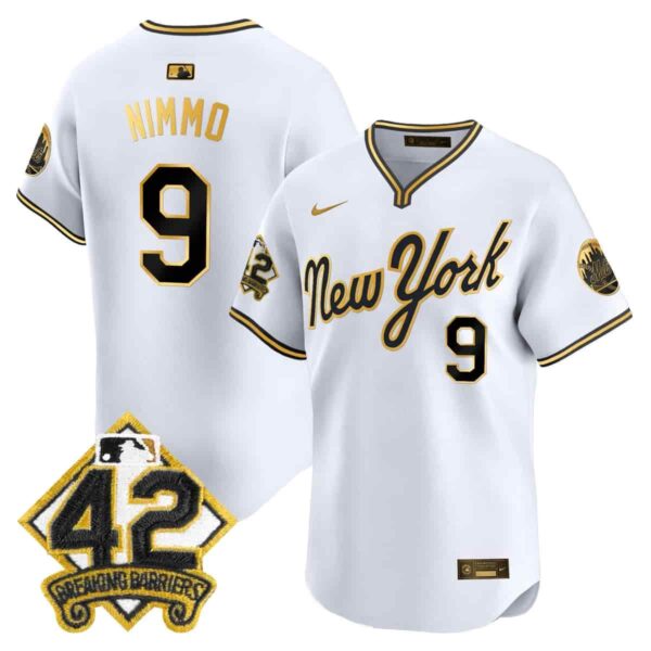 Men's New York Mets 2025 Jackie Robinson Patch Road Alternate Jersey All Stitched Brandon Nimmo #9
