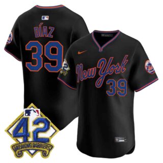 Men's New York Mets 2025 Jackie Robinson Patch Road Alternate Jersey All Stitched Edwin Diaz #39