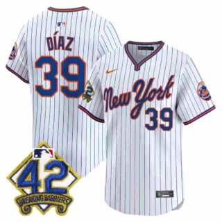 Men's New York Mets 2025 Jackie Robinson Patch Road Alternate Jersey All Stitched Edwin Diaz #39