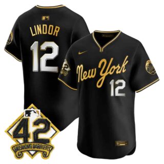 Men's New York Mets 2025 Jackie Robinson Patch Road Alternate Jersey All Stitched Francisco Lindor-12