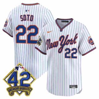 Men's New York Mets 2025 Jackie Robinson Patch Road Alternate Jersey All Stitched Juan Soto #22