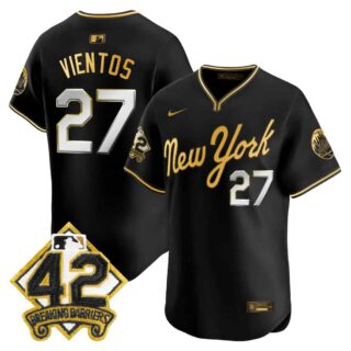 Men's New York Mets 2025 Jackie Robinson Patch Road Alternate Jersey All Stitched Mark Vientos #27