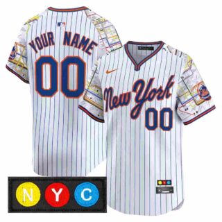 Men's New York Mets 2025 Jackie Robinson Patch Road Alternate Jersey All Stitched Custom Pinstripe
