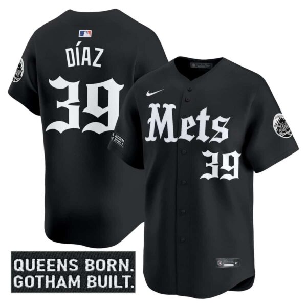 Men's New York Mets 'Gotham Gothic Edition' Vapor Premier Limited Jersey All Stitched Edwin Diaz