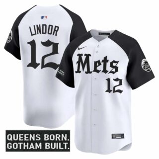 Men's New York Mets 'Gotham Gothic Edition' Vapor Premier Limited Jersey All Stitched Francisco Lindor #12