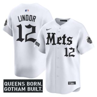 Men's New York Mets 'Gotham Gothic Edition' Vapor Premier Limited Jersey All Stitched Francisco Lindor #12