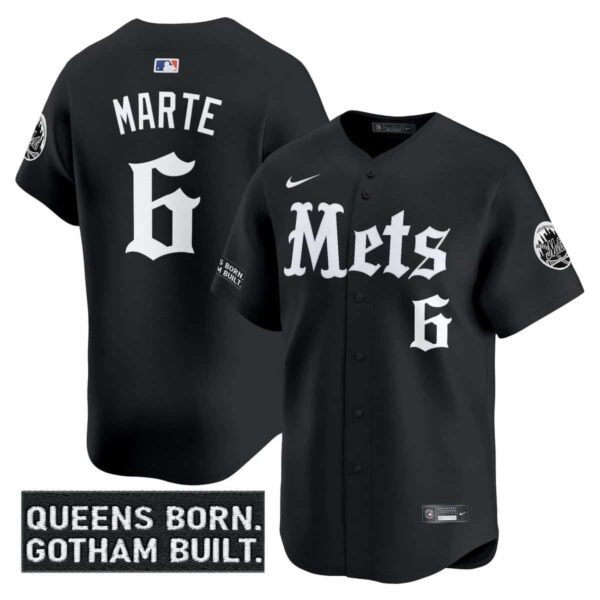 Men's New York Mets 'Gotham Gothic Edition' Vapor Premier Limited Jersey All Stitched Starling Marte