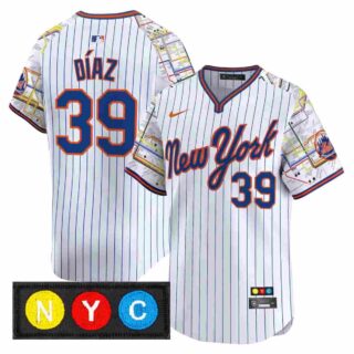 Men's New York Mets Subway Style Vapor Premier Limited Jersey Stitched Edwin Diaz #39