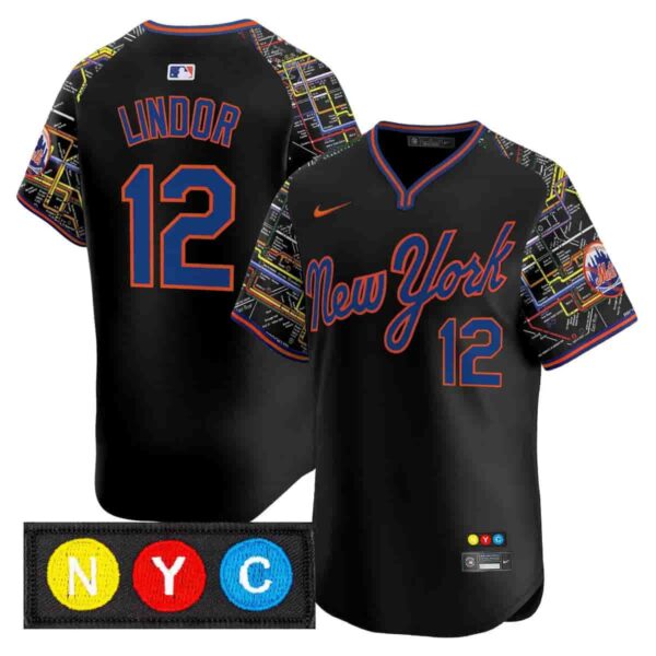 Men's New York Mets Subway Style Vapor Premier Limited Jersey Stitched Francisco Lindor #12