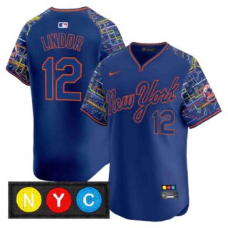 Men's New York Mets Subway Style Vapor Premier Limited Jersey Stitched Francisco Lindor