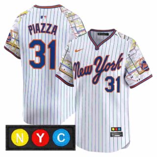 Men's New York Mets Subway Style Vapor Premier Limited Jersey Stitched Mike Piazza #31