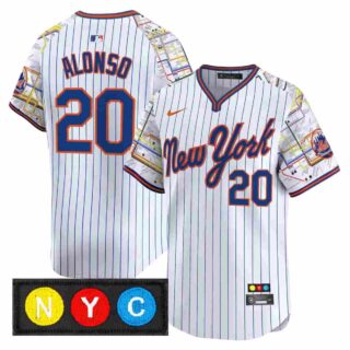 Men's New York Mets Subway Style Vapor Premier Limited Jersey Stitched Pete Alonso #20