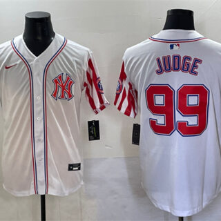 Men's New York Yankees #99 Aaron Judge White 2025 Independence Day Vapor Premier Limited Stitched Baseball Jersey