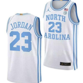Men's North Carolina Tar Heels #23 Michael Jordan White Throwback Stitched Jersey