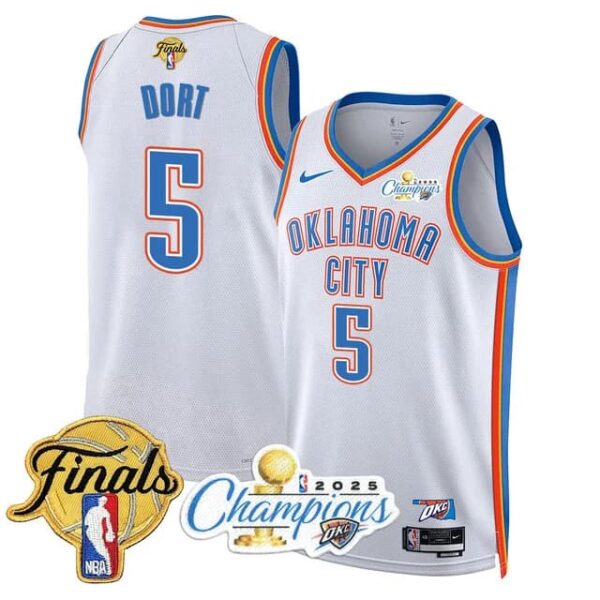 Men's Oklahoma City Thunder #5 Luguentz Dort 2024-25 Champions Jersey All Stitched