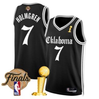 Men's Oklahoma City Thunder Chet Holmgren 2025 Champions 'Gothic Storm Edition' Swingman Jersey All Stitched