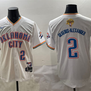 Men's Oklahoma City Thunder #2 Shai Gilgeous-Alexander White 2025 Finals Vapor Stitched Baseball Jersey