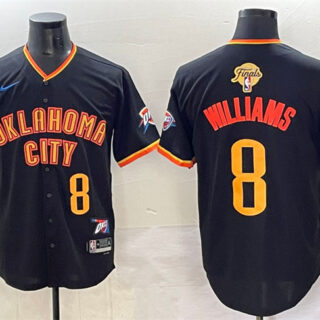 Men's Oklahoma City Thunder #8 Jalen Williams Black 2025 Finals Vapor Stitched Baseball Jersey