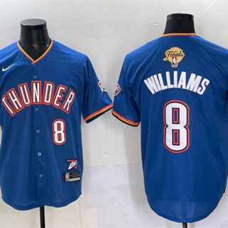 Men's Oklahoma City Thunder #8 Jalen Williams Blue 2025 Finals Vapor Stitched Baseball Jersey