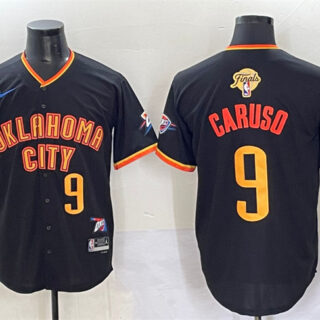 Men's Oklahoma City Thunder #9 Alex Caruso Black 2025 Finals Vapor Stitched Baseball Jersey