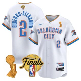 Men's Oklahoma City Thunder #2 Gilgeous-Alexander Final Patch Baseball Jersey All Stitched