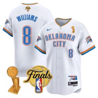 Men's Oklahoma City Thunder #8 Jalen Williams Final Patch Baseball Jersey All Stitched