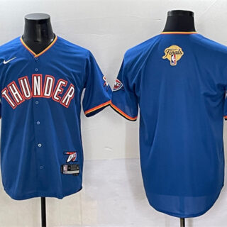 Men's Oklahoma City Thunder Blank Blue 2025 Finals Vapor Stitched Baseball Jersey