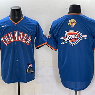 Men's Oklahoma City Thunder Team Big Logo Blue 2025 Finals Vapor Stitched Baseball Jersey